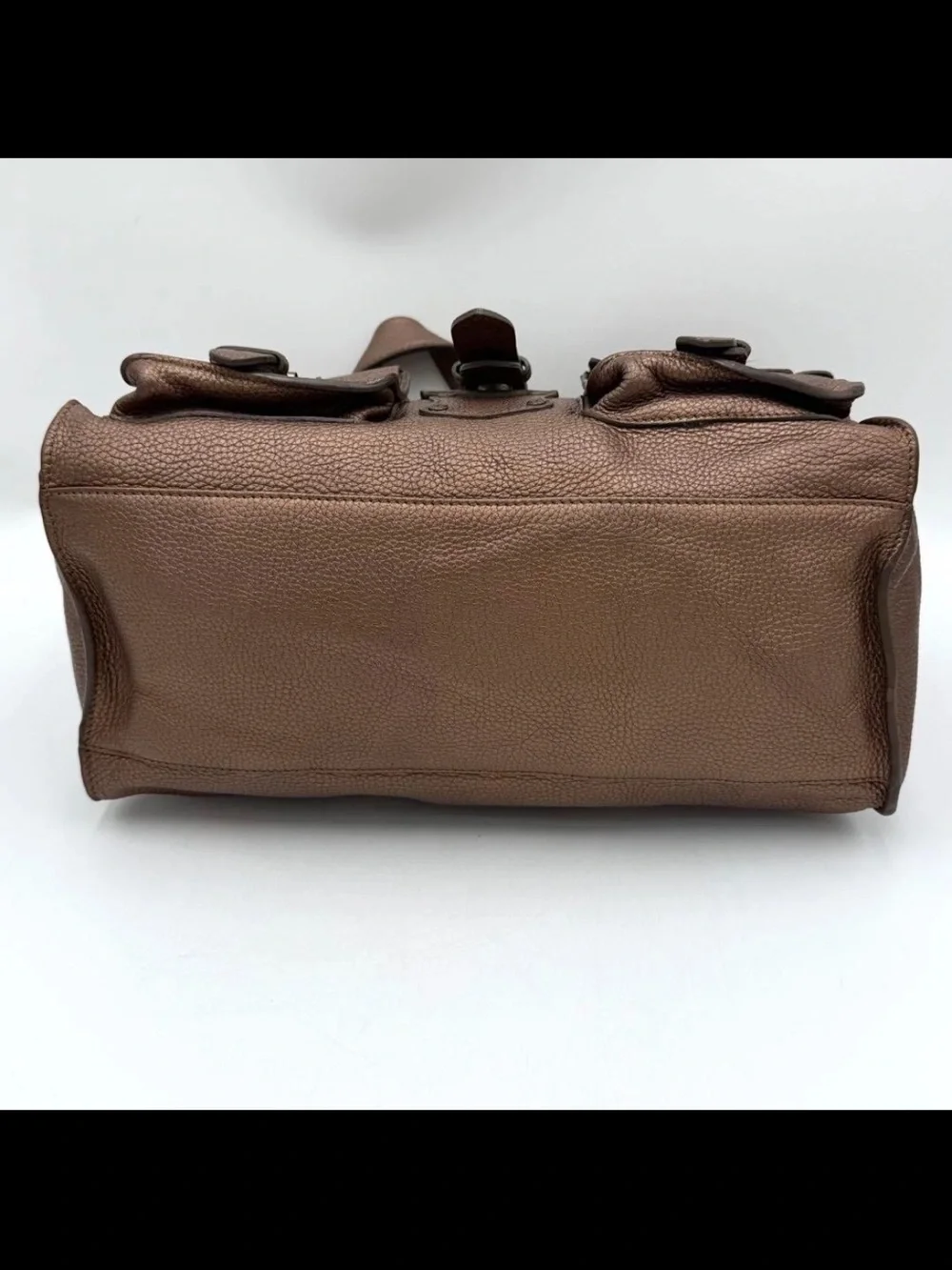 Mulberry Brown Pebbled Leather Buckle Satchel
